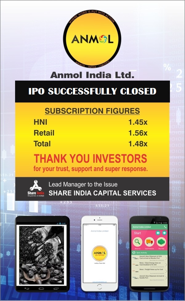 Anmol India IPO closes successfully